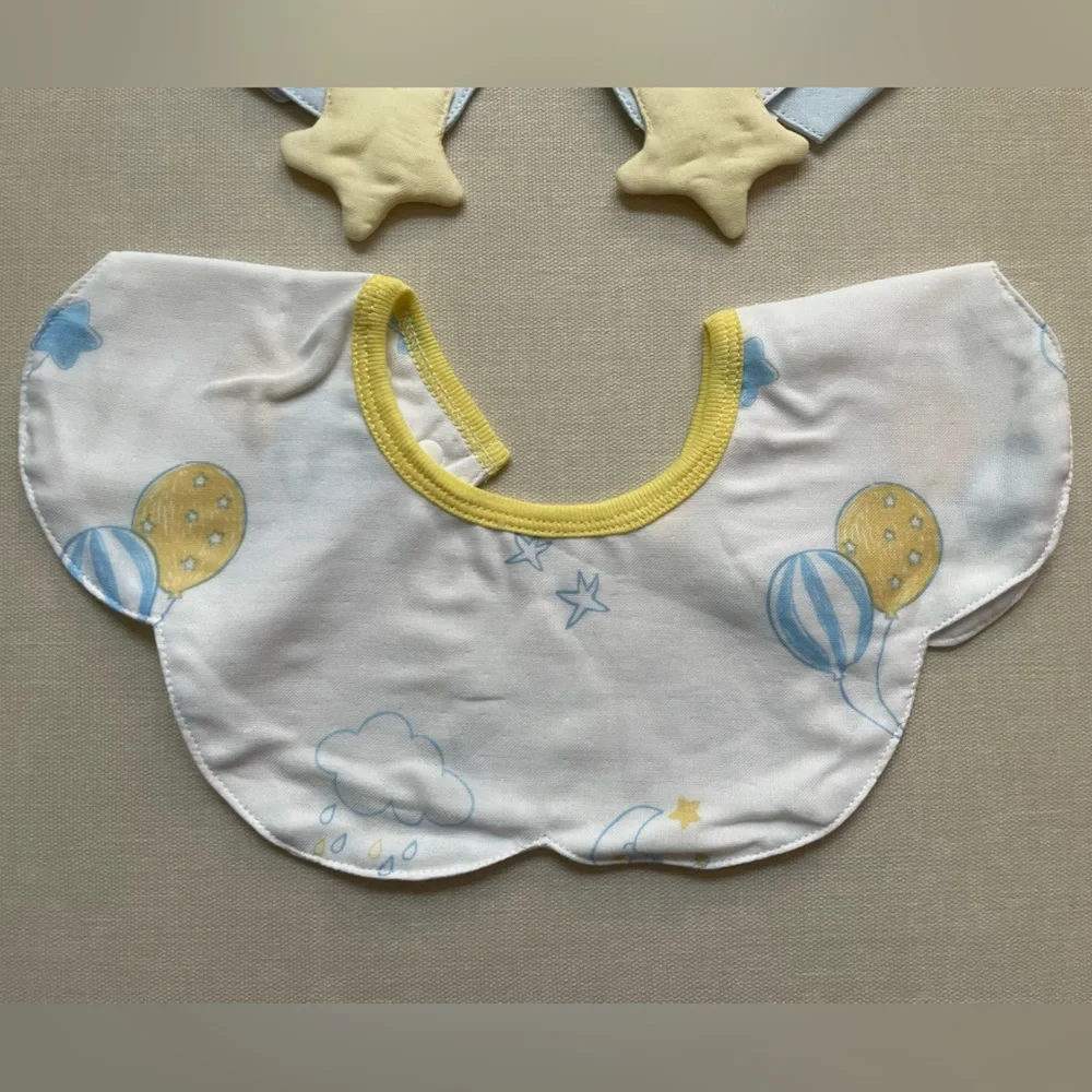 Baby Bib Set - Blue & Yellow Star and Balloon Design